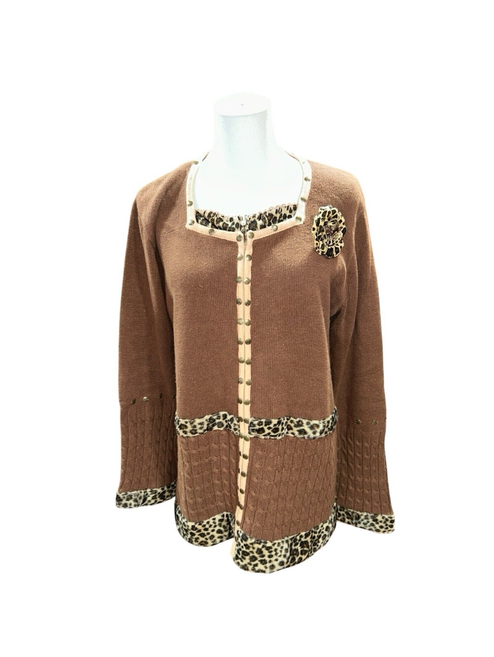 storybook knits sweater Small Cardigan Brown Leopard Women’s